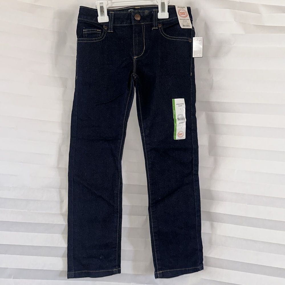 Wonder Nation Girl's Straight Leg Jeans Dark Wash Size 7 Classic Denim Pants